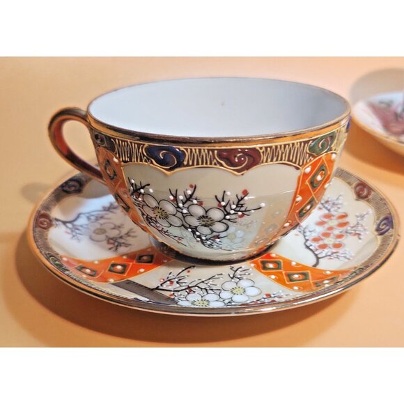 Antique Egg Shell Porcelain Hand Painted Lusterware Cup & Saucer Set RS Japan - Picture 1 of 16